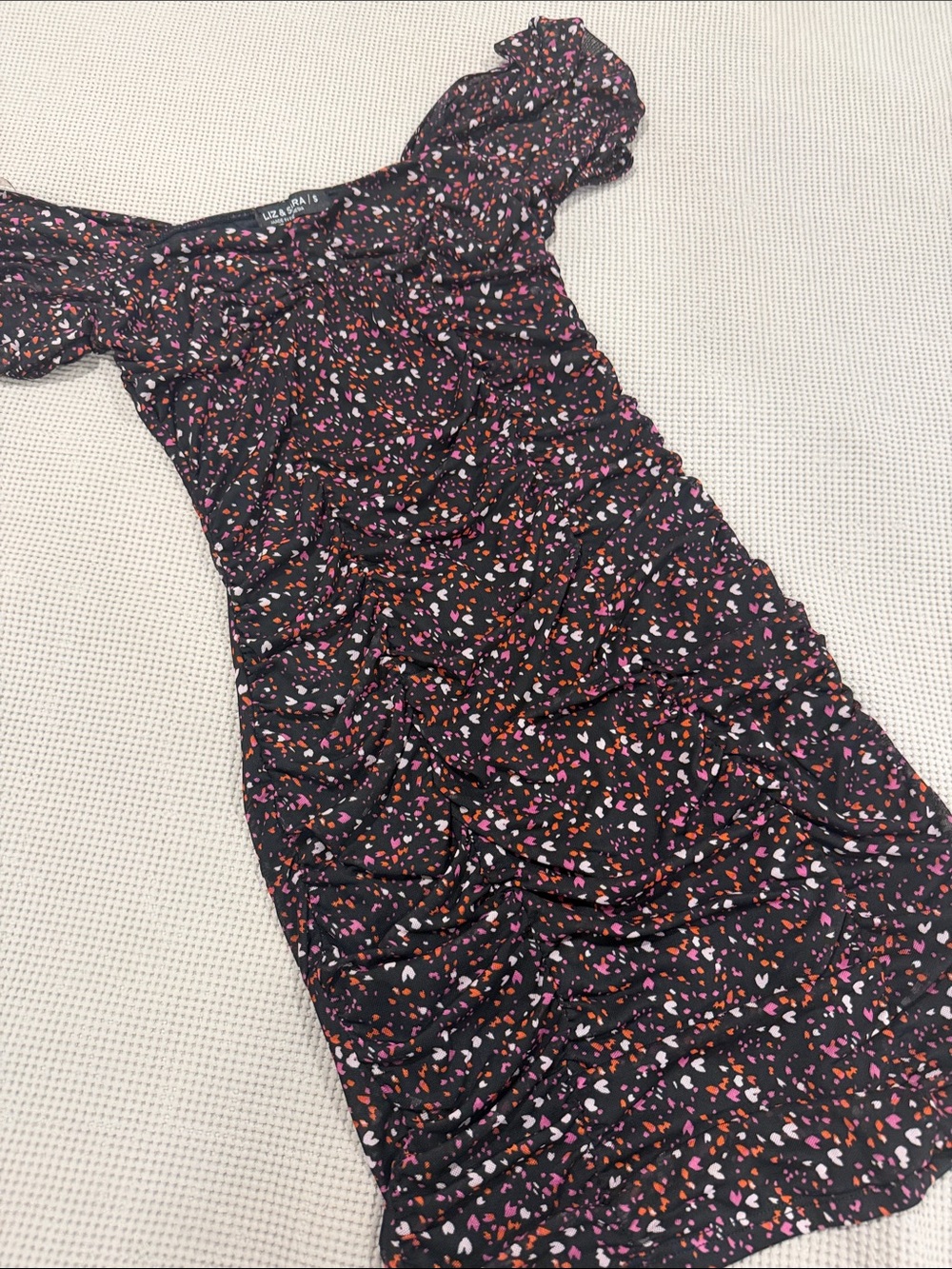 Black Floral Heart-Print Maxi Dress
